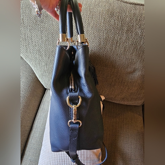 Vince Camuto Navy Blue leather Elva Satchel Handbag with crossbody strap NWT - Picture 5 of 16